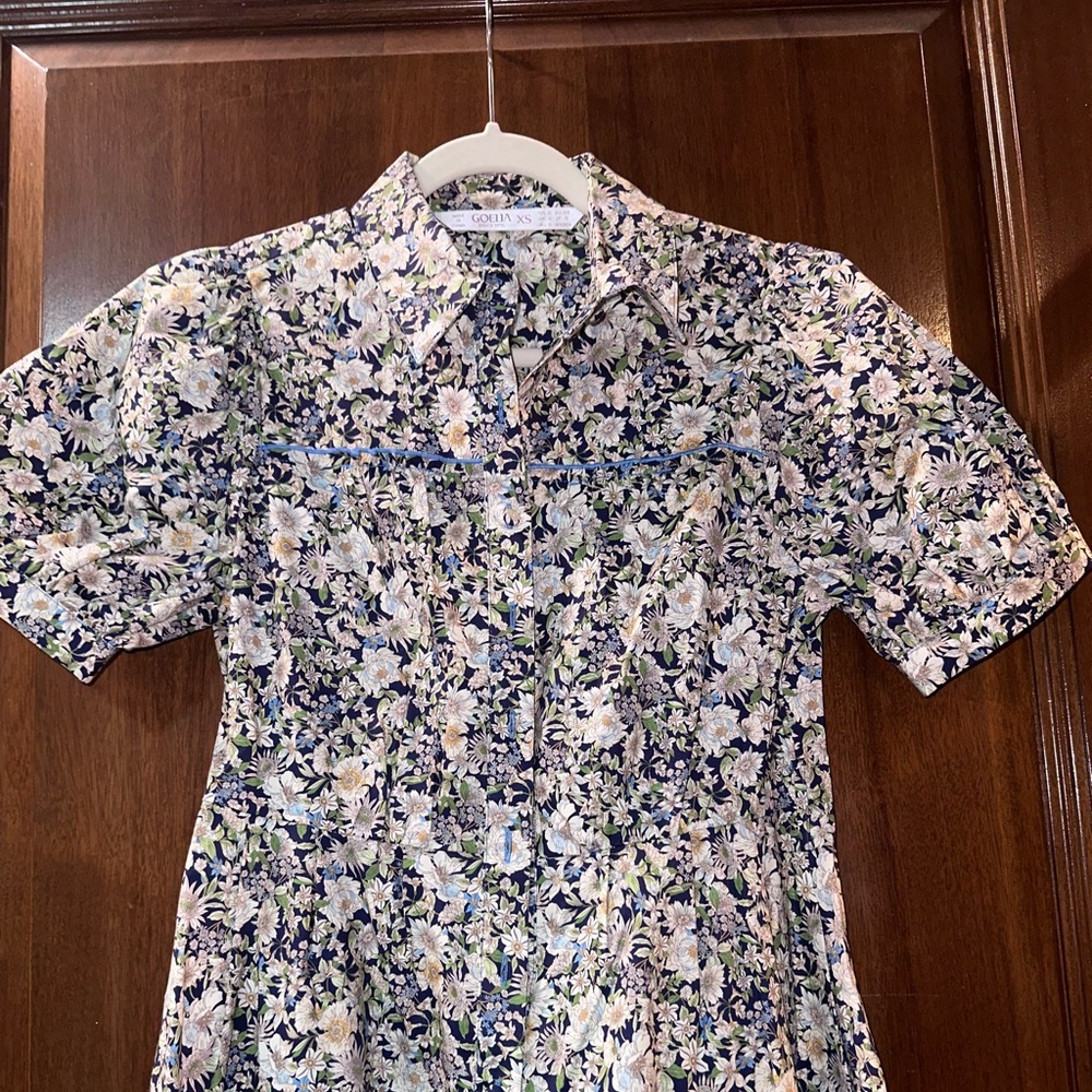 Goelia floral 100% cotton shirt dress with belt